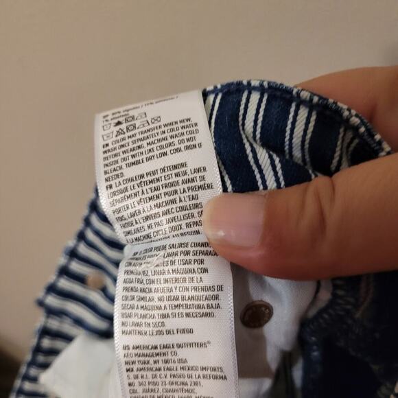 American‎ Eagle Hi-Rise Shortie Denim Jeans  Womens 4 Striped Stretch - Picture 10 of 10